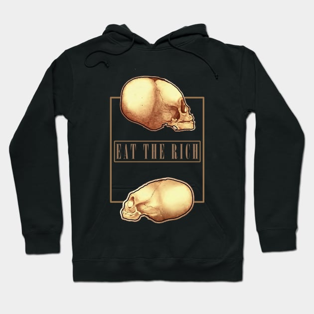 EAt the Rich Fashion Duel Elongated Skull Hoodie by Glass Table Designs